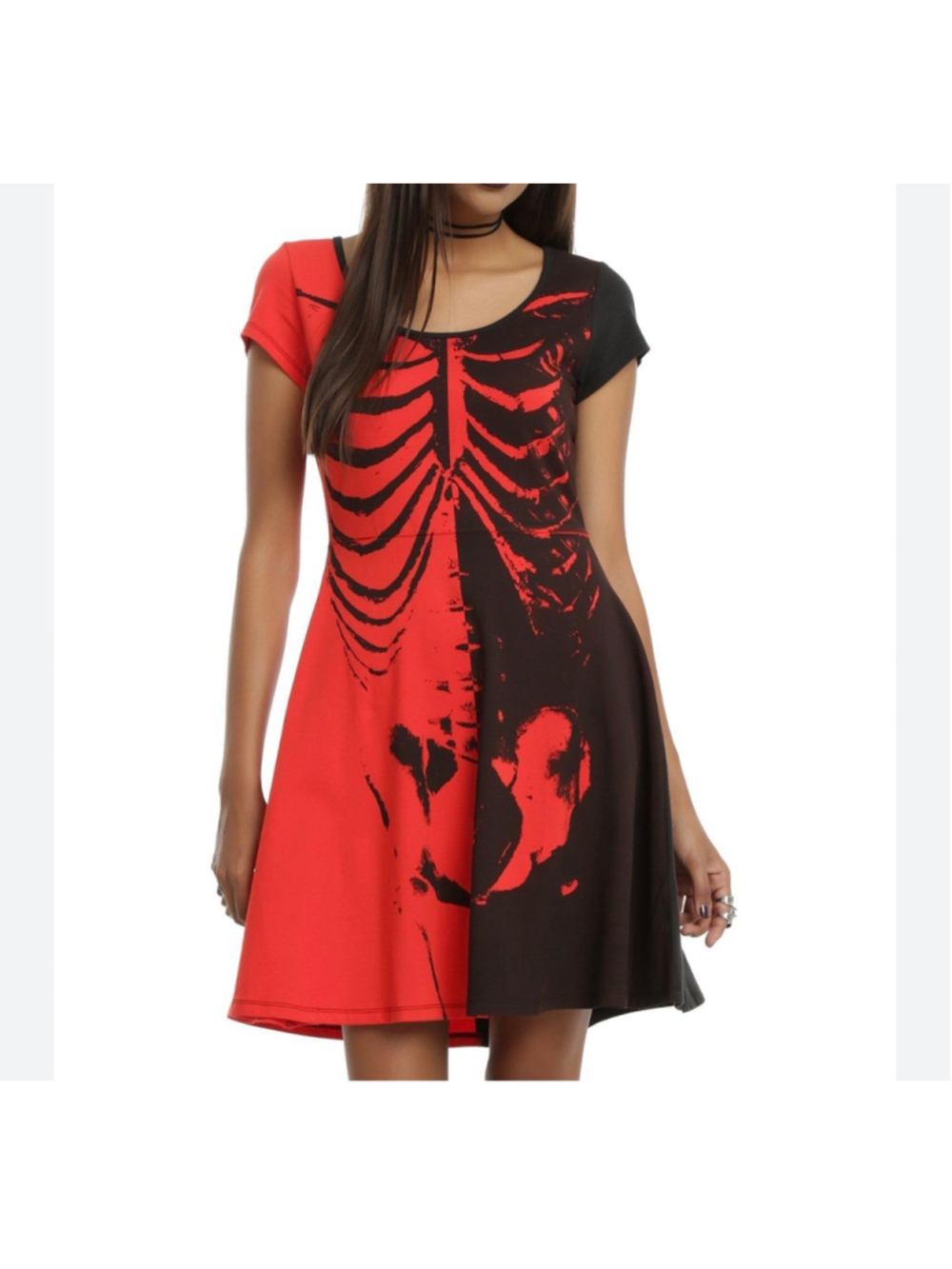 Hot Topic Iron Fist dress rib cage black red gothic punk alt Halloween cosplay M